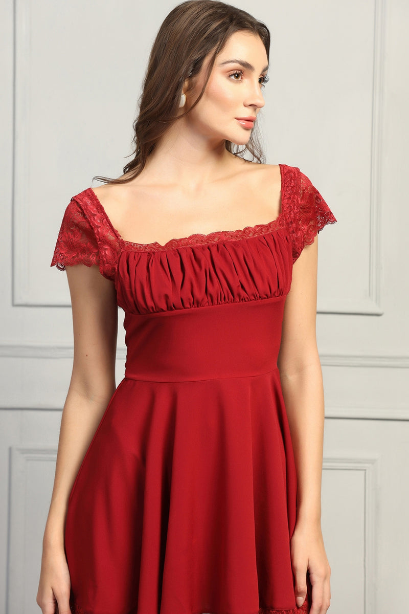 Vibrant Red Cocktail Mini Dress - Starin